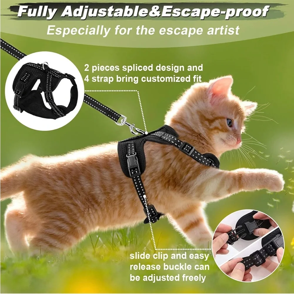 NWOT Black Size Small Cat or Puppy Harness & Leash Set